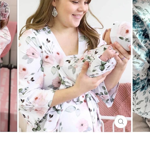 Caden Lane Matching Robe And Swaddle Green Set - Picture 3 of 4